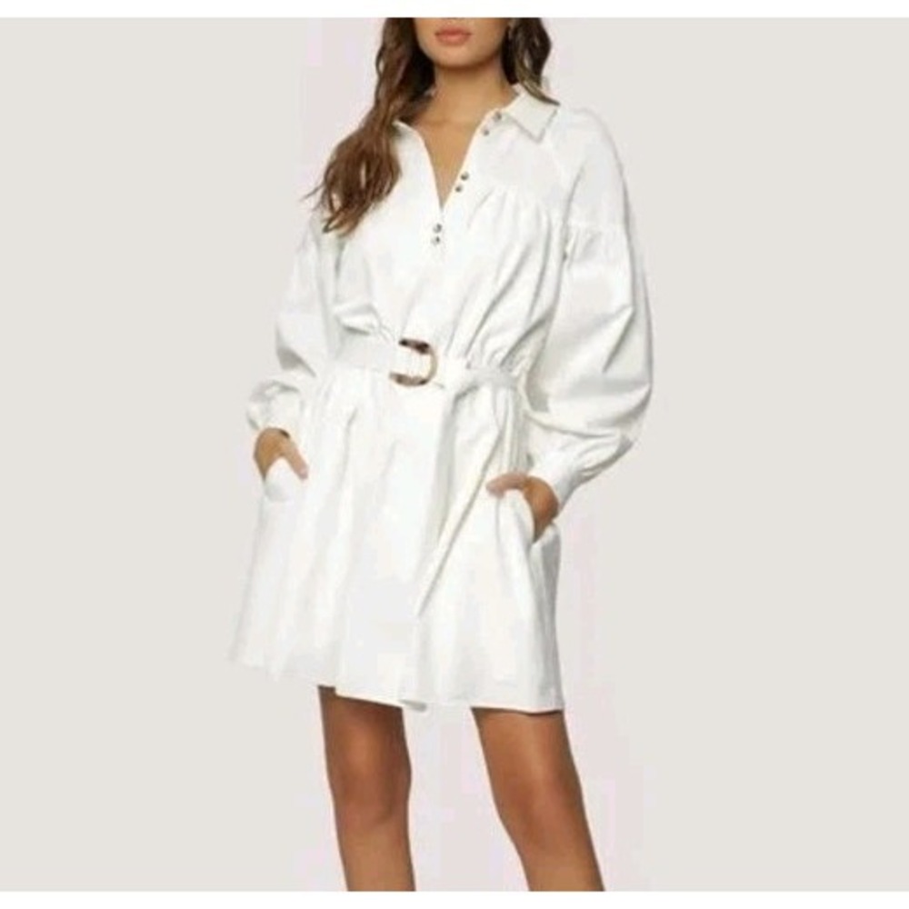 Lost + Wander Deborah Mini. Shirt Dress White Cotton Size M